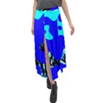 Abstract Tropical Velour Split Maxi Skirt