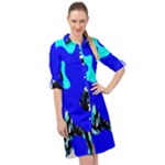 Abstract Tropical Long Sleeve Mini Shirt Dress
