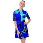 Abstract Tropical Belted Shirt Dress