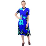 Abstract Tropical Keyhole Neckline Chiffon Dress