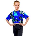 Abstract Tropical Kids Mock Neck Tee