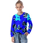 Abstract Tropical Kids  Long Sleeve Tee with Frill 