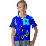 Abstract Tropical Kids  Cuff Sleeve Scrunch Bottom Tee