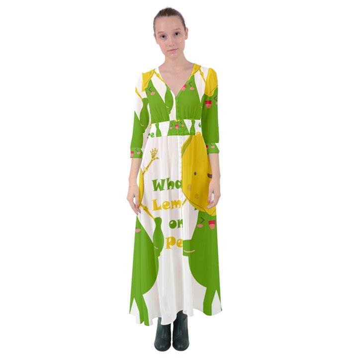 Lemon Over Pear Button Up Maxi Dress