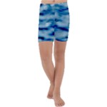 Blue Waves Abstract Series No5 Kids  Lightweight Velour Capri Yoga Leggings
