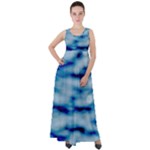 Blue Waves Abstract Series No5 Empire Waist Velour Maxi Dress