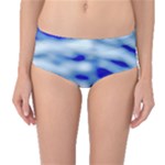 Blue Waves Abstract Series No10 Mid-Waist Bikini Bottoms