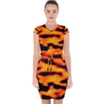 Orange Waves Abstract Series No2 Capsleeve Drawstring Dress 