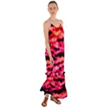 Red  Waves Abstract Series No15 Cami Maxi Ruffle Chiffon Dress