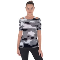 Black Waves Abstract Series No 1 Shoulder Cut Out Short Sleeve Top