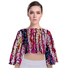 Colorful Bark Tie Back Butterfly Sleeve Chiffon Top