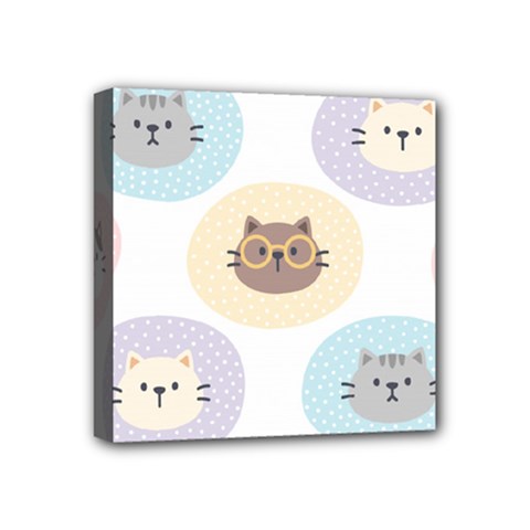 Cute Cat Seamless Pattern Background Mini Canvas 4  X 4  (stretched)
