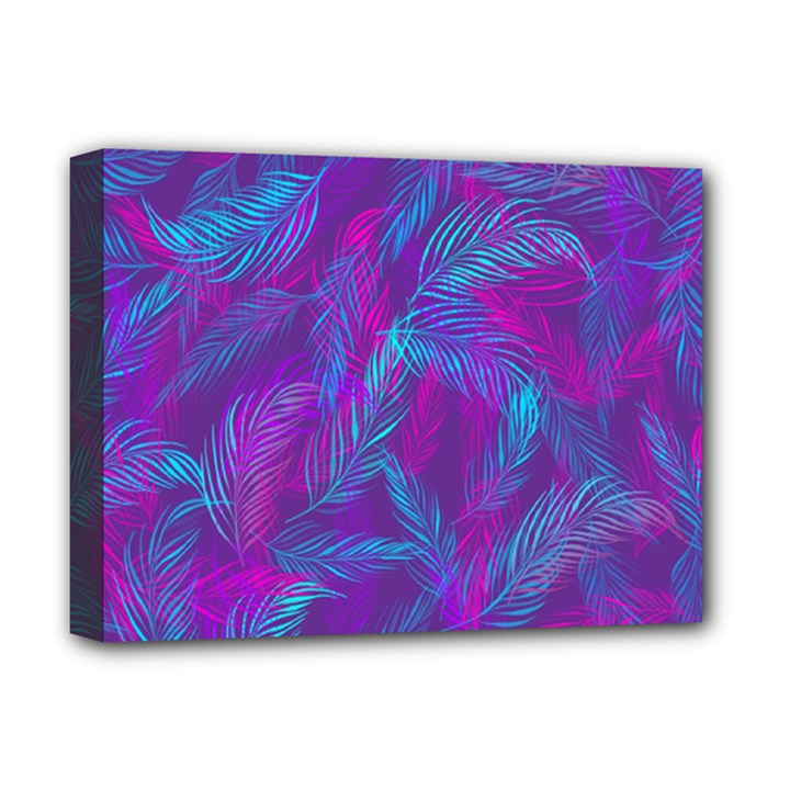 Leaf-pattern-with-neon-purple-background Deluxe Canvas 16  x 12  (Stretched) 