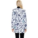 Hand-drawn-back-school-pattern Button Up Hooded Coat  View2