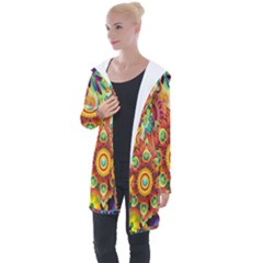 Mandalas Colorful Abstract Ornamental Longline Hooded Cardigan