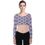 Hackers Town Void Mantis Hexagon Bigender Seven 7 Stripe Pride Flag Velvet Long Sleeve Crop Top