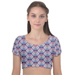 Hackers Town Void Mantis Hexagon Bigender Seven 7 Stripe Pride Flag Velvet Short Sleeve Crop Top 