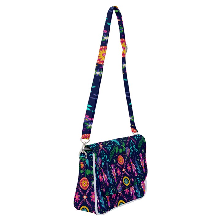 Pattern-vector Shoulder Bag with Back Zipper