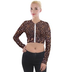 Coffee Beans Food Texture Long Sleeve Cropped Velvet Jacket