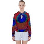 Red Peacock Plumage Fearher Bird Pattern Women s Tie Up Sweat