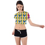 Vectors Blocks Label Illusion Tie Back Short Sleeve Crop Tee