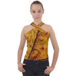 Leaf Leaf Veins Fall Cross Neck Velour Top