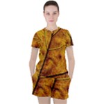 Leaf Leaf Veins Fall Women s Tee and Shorts Set