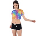 Illustration Abstract Background Pattern Rainbow Color Tie Back Short Sleeve Crop Tee View1