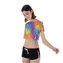 Illustration Abstract Background Pattern Rainbow Color Tie Back Short Sleeve Crop Tee View2