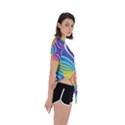 Illustration Abstract Background Pattern Rainbow Color Asymmetrical Short Sleeve Sports Tee View3