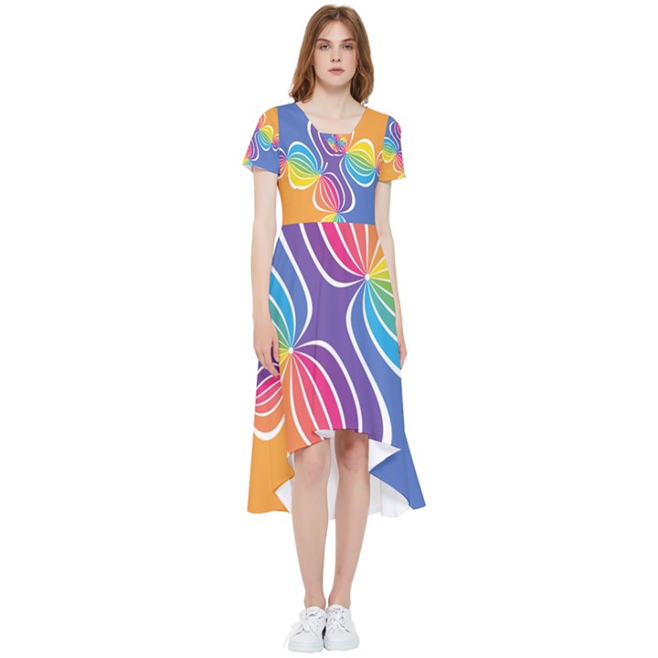 Illustration Abstract Background Pattern Rainbow Color High Low Boho Dress