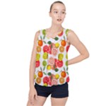 Citrus Fruit Seamless Pattern Bubble Hem Chiffon Tank Top