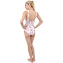 Pig Cartoon Background Pattern Cross Front Low Back Swimsuit View2
