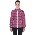 Background-pattern-structure Women s High Neck Windbreaker