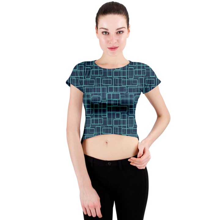 Abstract Illustration Background Rectangles Pattern Crew Neck Crop Top