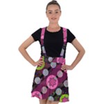 Background Circles Abstract Pattern Velvet Suspender Skater Skirt