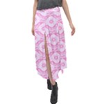 Illustration Background Pink Flower Abstract Pattern Velour Split Maxi Skirt