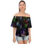 Snowflakes Lights Off Shoulder Short Sleeve Top