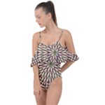 Kaleidoscope Line Triangle Pattern Drape Piece Swimsuit