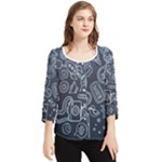 Internet Planet Drink Computer Chiffon Quarter Sleeve Blouse