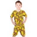 Duck Cartoon Background Pattern Kids  Tee and Shorts Set View1