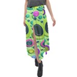 Blob Ring Circle Abstract Velour Split Maxi Skirt