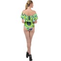 Blob Ring Circle Abstract Off Shoulder Velour Bodysuit  View2