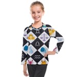 Zodiac Astrology Horoscope Pattern Kids  Long Mesh Tee