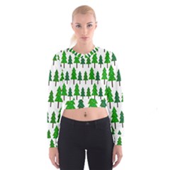 Chrismas Tree Greeen Cropped Sweatshirt