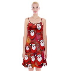 Seamless-santa Claus Spaghetti Strap Velvet Dress