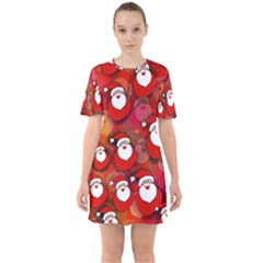 Seamless-santa Claus Sixties Short Sleeve Mini Dress