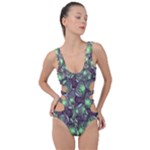 Man Butterfly Drawing Motif Pattern Side Cut Out Swimsuit