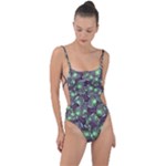 Man Butterfly Drawing Motif Pattern Tie Strap One Piece Swimsuit