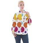 Background Polka Dot Women s Long Sleeve Pocket Shirt